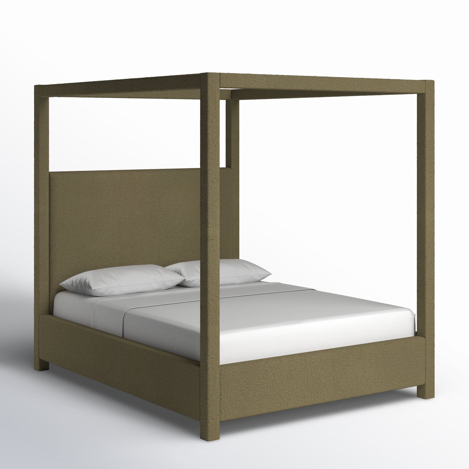 Eucalyptus Canopy Bed, King, Olive Boucle Fabric