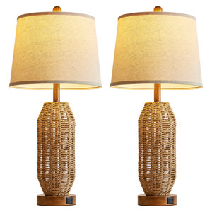 Rattan Table Lamp Set Of 2