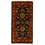 Hand Knotted Wool Area Rug in Black And Red