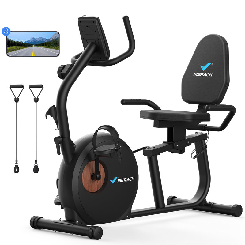Vélo d'exercice MERACH avec poignées de fréquence cardiaque et Bluetooth pour personnes âgées MERACH