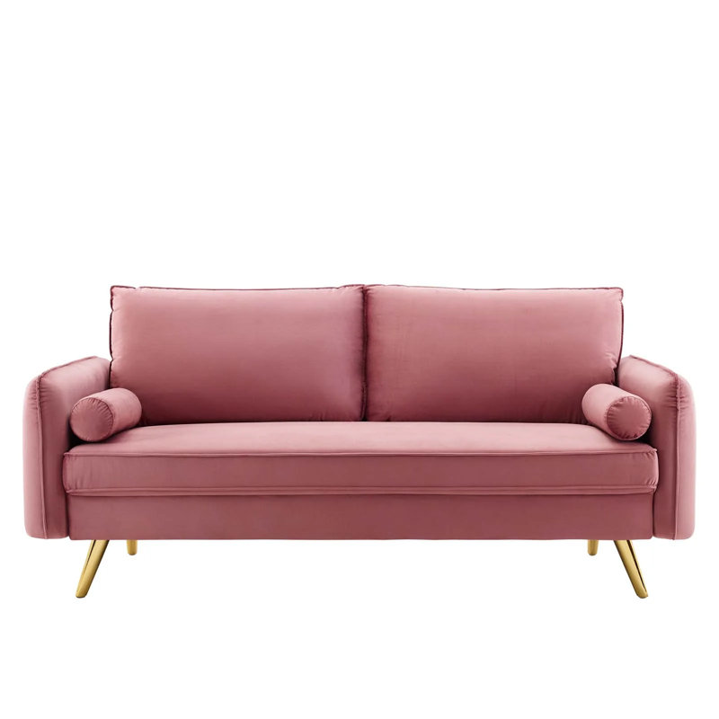 Audrey 72'' Velvet Sofa, Dusty Rose Velvet