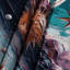 Tapisserie murale «Space Mid Century Space Art»-133635739