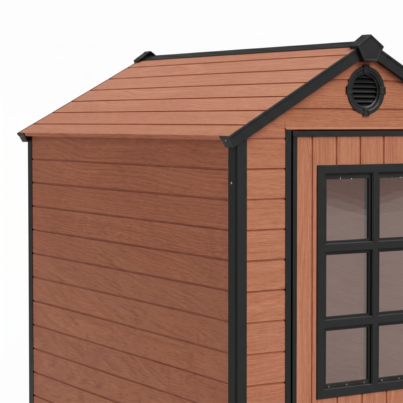 Remise de rangement extérieure toutes saisons en résine 4 x 6 pi avec plancher, porte verrouillable et cadre de porte en aluminium épaissi