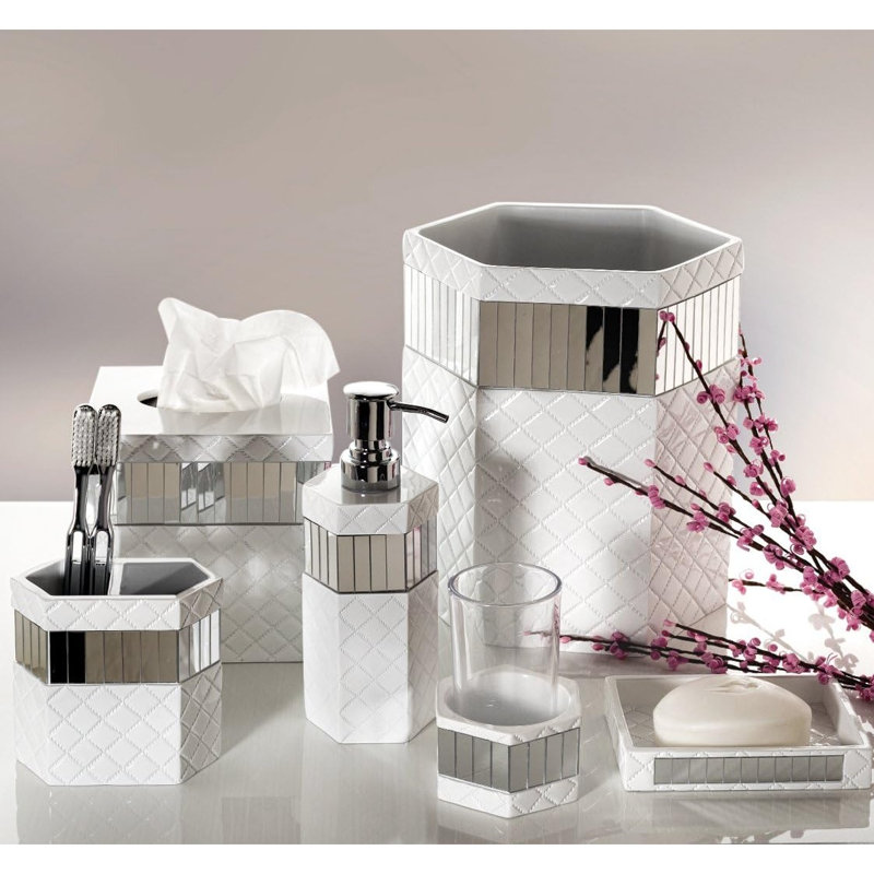 Creative Scents Quilted Mirror Bathroom Tumbler Cup