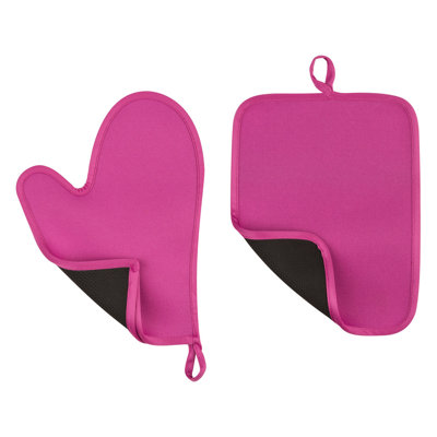 17 Stories Aimee-Mae Solid Colour Potholder & Oven Mitt Set