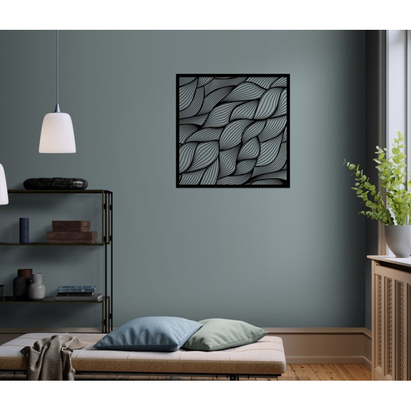 Metal Abstract and Geometric Wall Art Décor, Contemporary Art for Office Décor,  Gifts, 18" H x 18" W x 0.50" D, Matte Black
