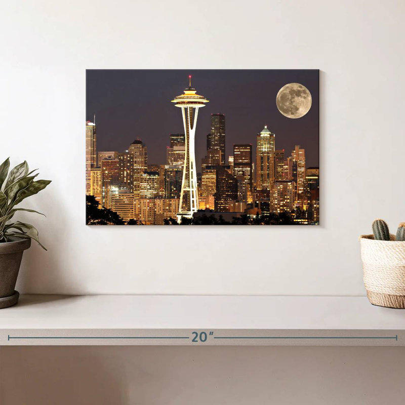 Ravi Supermoon Over Seattle, 8" H x 12" W