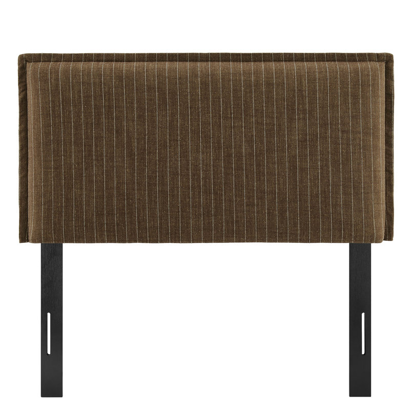 Bentleyville Striped Linen Blend Twin Size Headboard In Earth Stripe, Dark Blue, Twin