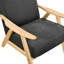 Chaise moderne et confortable en tissu gris foncé, base en bois massif et fauteuil à ressorts ensachés, revêtement en tissu texturé pour le salon-1142954057