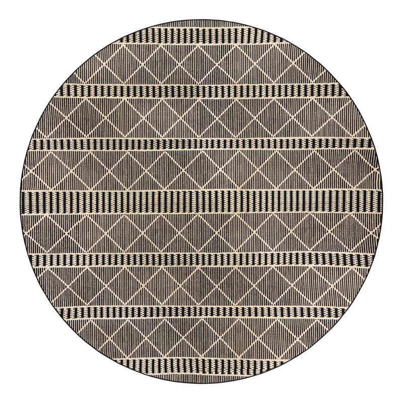 Black_Unique Loom Dalyan Outdoor Trellis Rug, Round 5'3"