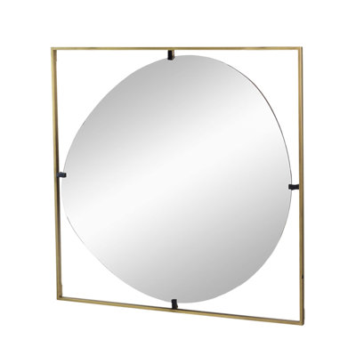 32x1x32 Inch Poppy Mirror with Metal Frame, Contemporary Design for Bathroom and Entryway Wall Decor