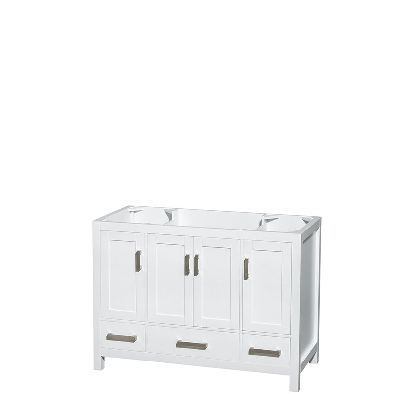 Sheffield 48" Single Bathroom Vanity Set with Mirror, White, Brushed Chrome