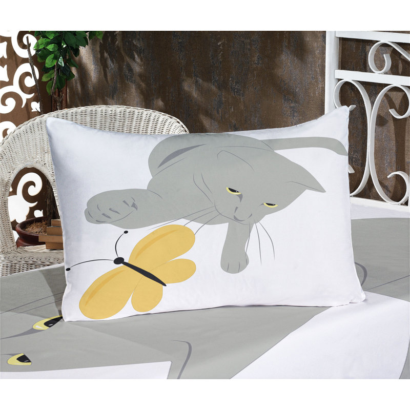 Drap-housse et coussin décoratif Ambesonne, Ensemble de draps pour lit simple + 3 pièces supp