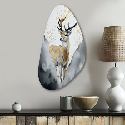 «Brown Deer In The Wild», art mural asymétrique en forme de cerf