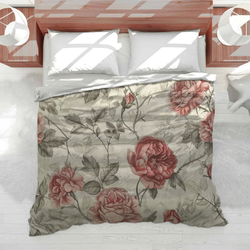 Housse de couette botanique Golden Roses Bedding, Housse de couette pour très grand lit