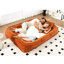 Vidéo pour lit de chien double paresseux en chenille orange pour la détente dans un coin salon extérieur avec animaux-130794268