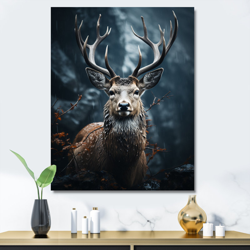 Cerf d'Issic monochrome IV, Toile tendue, H 20 po x l 12 po x P 1 po