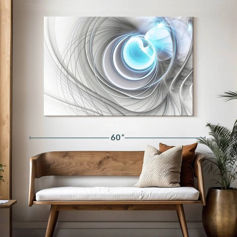 Avery Blue White Grey Abstract, 34" H x 51" W