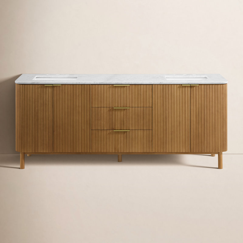 Nova 84" Marble Top Double Sink Bathroom Vanity, 84"