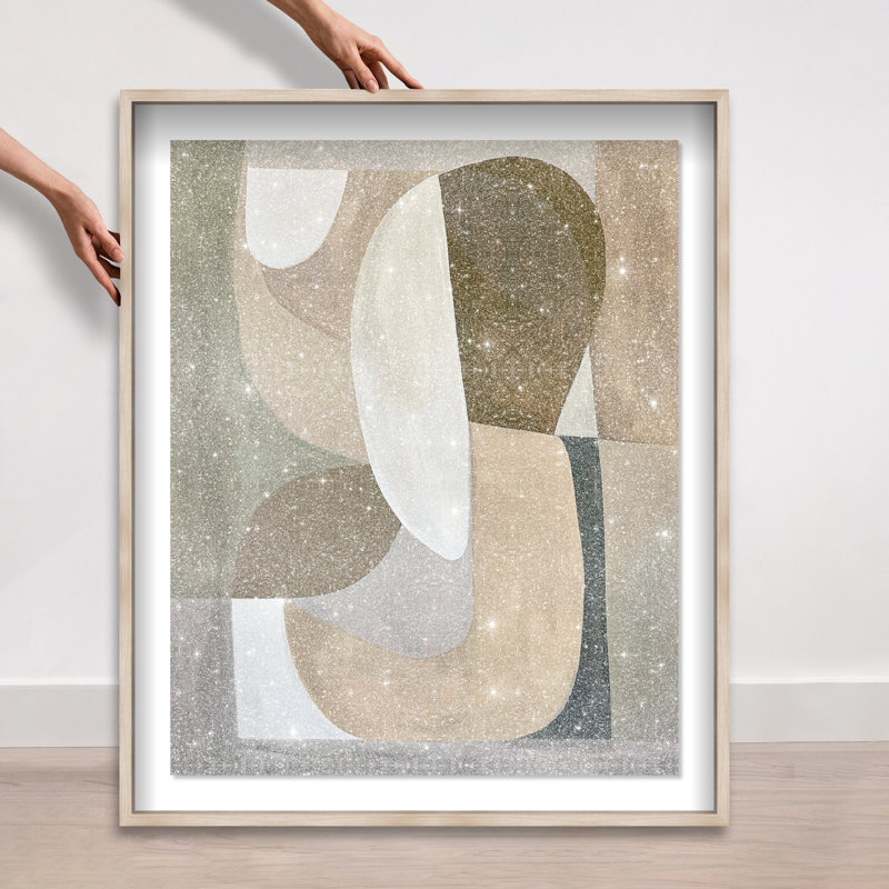 Breeze of Soft Shapes I Shadowbox Abstract Print by Oliver Gal, Black Frame, 16 x 20, 46.5"H x 37.5"W, Natural Oak Frame