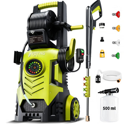 2026new Pressure Washer 2100psi With Adj-8-level Touch Screen,2gpm, 34" Tall Power Washer, 4 Quick Connect Nozzles, Inlet Hose&filter&500mlfoam Cannon For Cars/fences/driveways,yellow