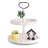 Rustic Wooden 2 Tiered Tray, Round Farmhouse Kitchen Table Decor Serving Tier Tray-1932979977
