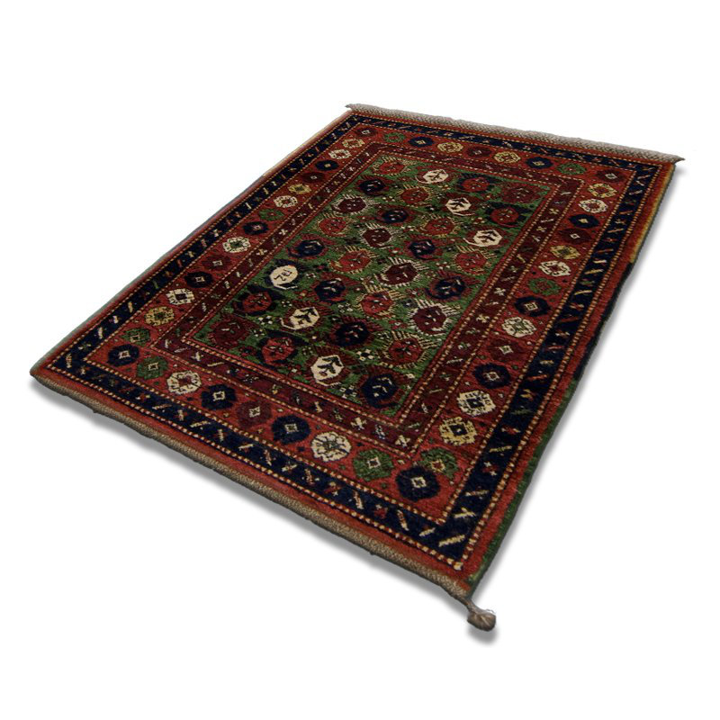 Seychour Wool Oriental Area Rug in Green/Red