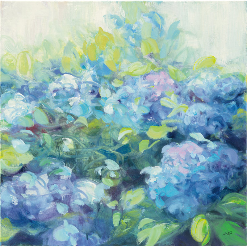«Bright Hydrangea II» par Julia Purinton, reproduction d'art sur toile tendue, H 36 po x l 36 po