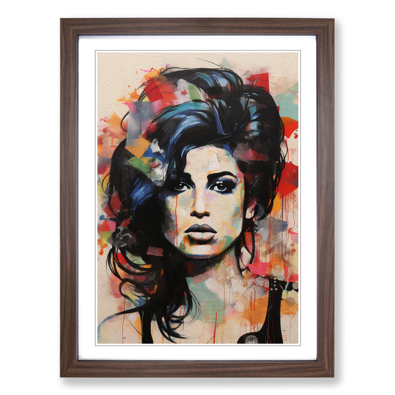 Amy Winehouse Constructivism - Framed Print, 46cm H x 34cm W x 2cm D, Walnut