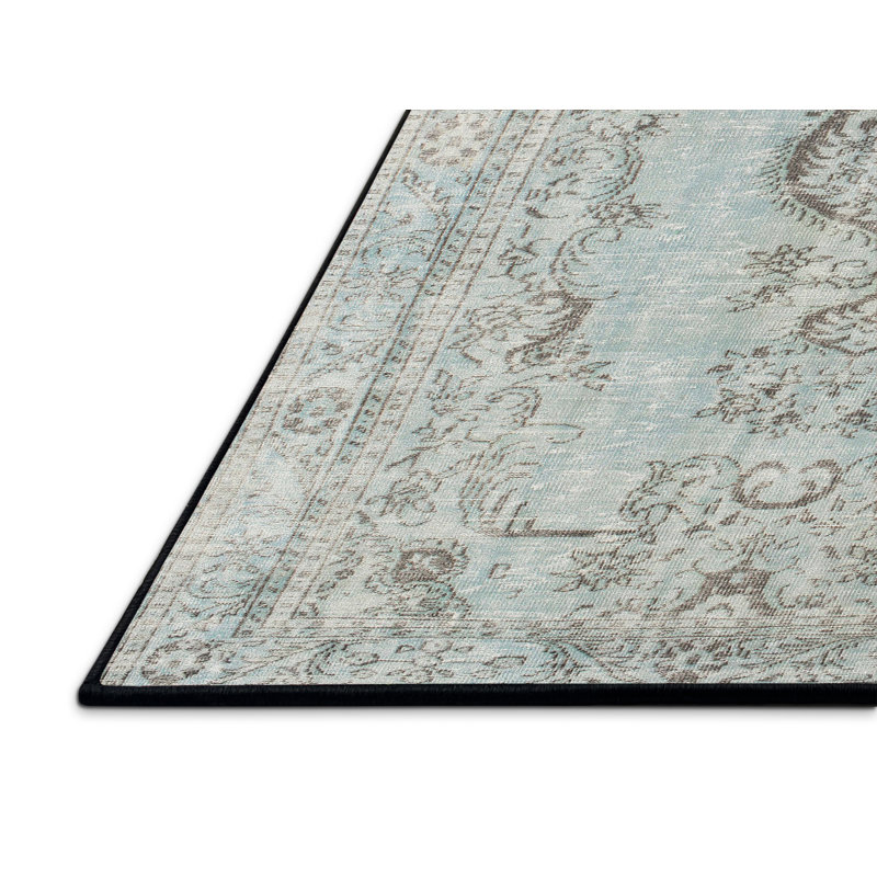 Tapis gris/bleu/brun contemporain, Rectangle 2 pi x 5 pi