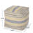 Handcrafted Square Pouf Ottoman, Natural Blue Wool Blend, 16 X 16 X 16 Inches