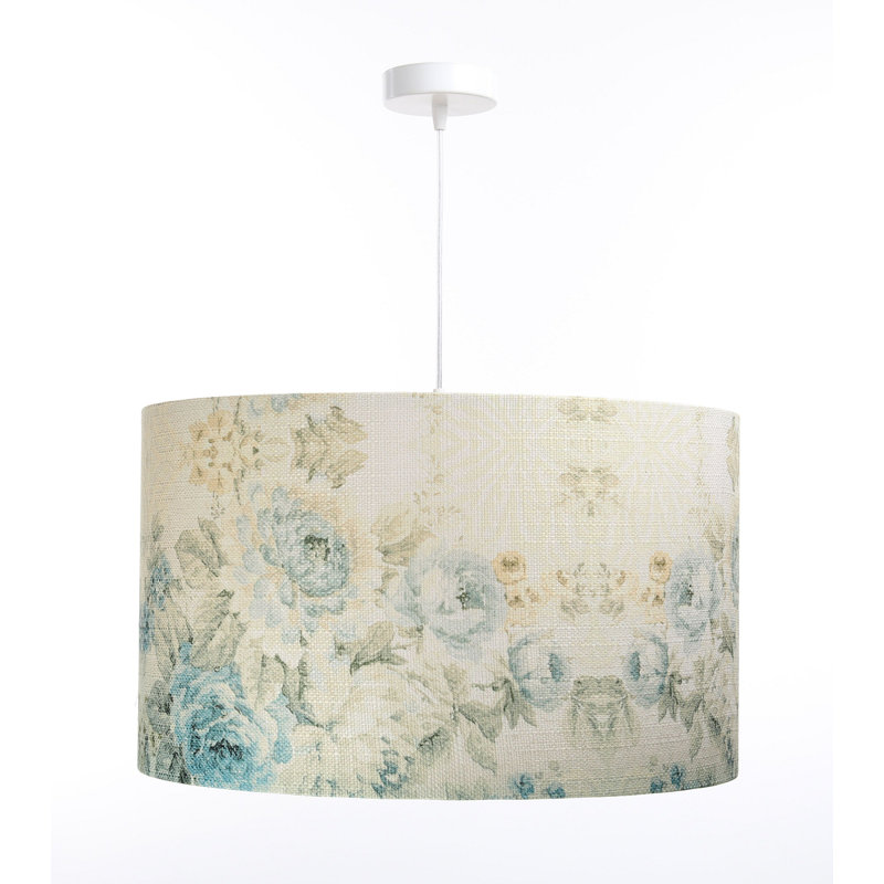1 - Light Cream Drum Pendant, 112cm H x 50cm W x 50cm D