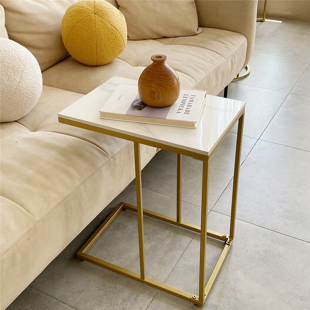 Marble Coffee Table Sofa Side End Table Bedside Tables Living Room Furniture With Solid Metal Frame