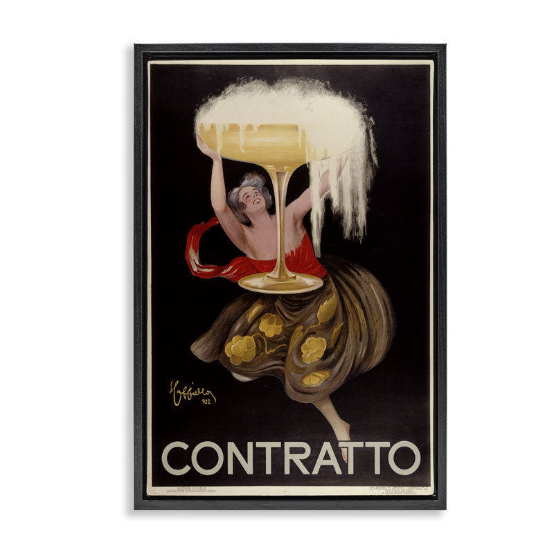 Art antique sur toile, femme antique et champagne, design par Marcus Jules, Cadre flottant noir de jais, H 25 po x l 17 po