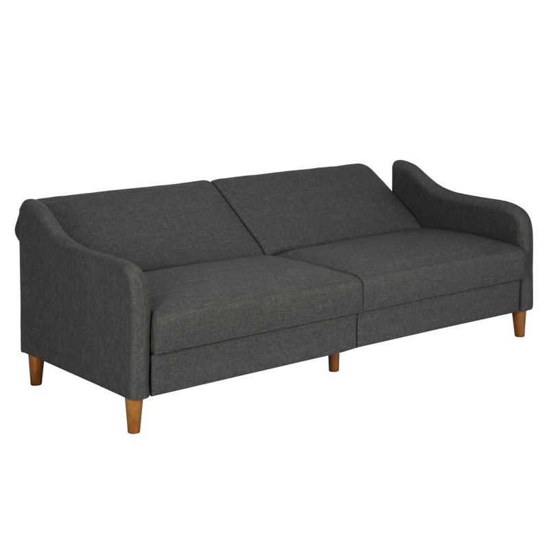 2 Seater Linen Blend Sleeper, Dark Gray