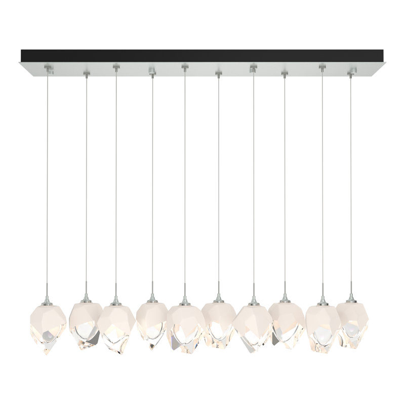 Luminaire suspendu géométrique pour îlot de cuisine à 10 lumières Chrysalis, H 80 po x l 44,5 po x P 8,5 po, Blanc