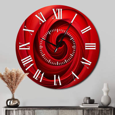 Horloge murale à spirale abstraite rouge Vortex I