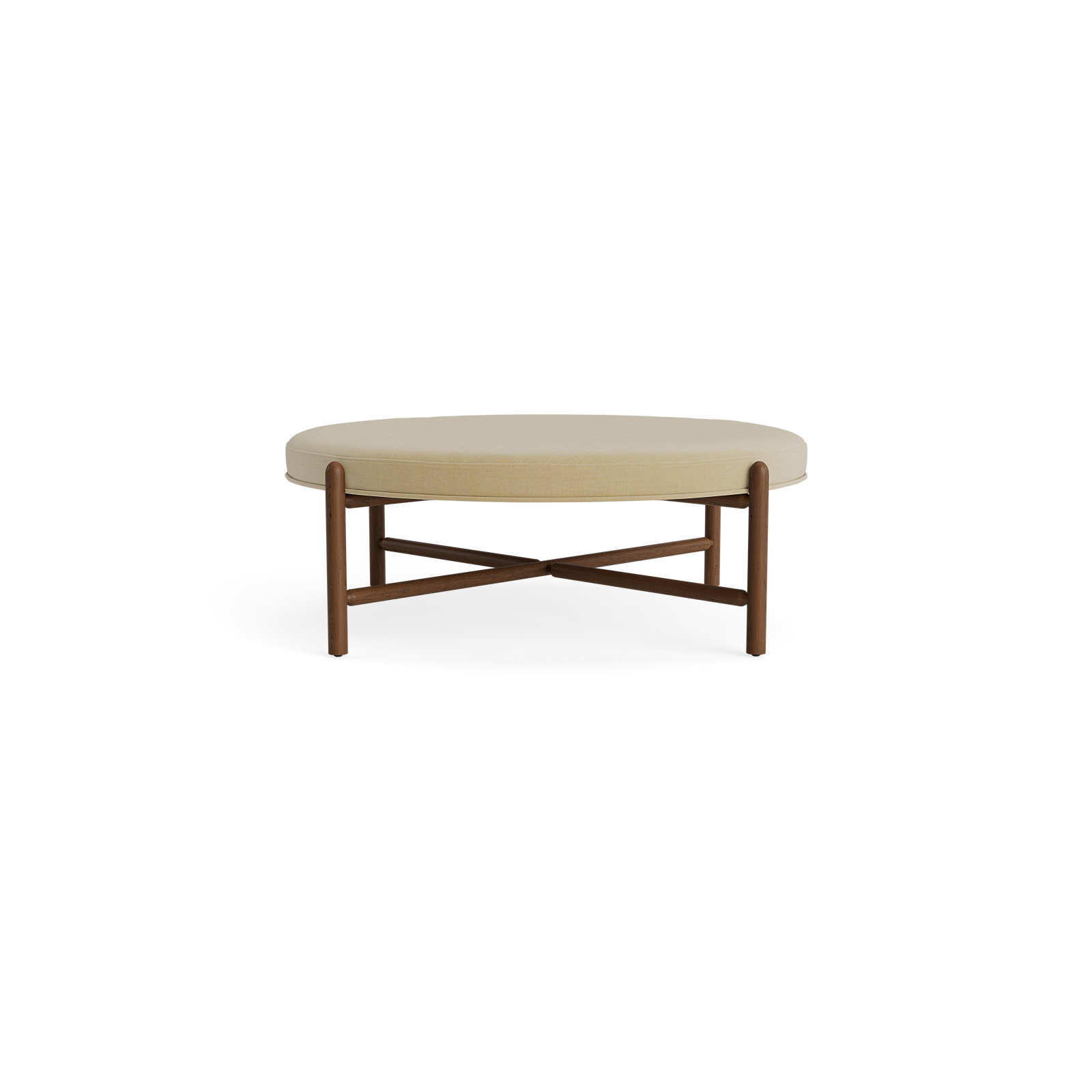 Vane 48" Round Ottoman, Walnut, Khaki