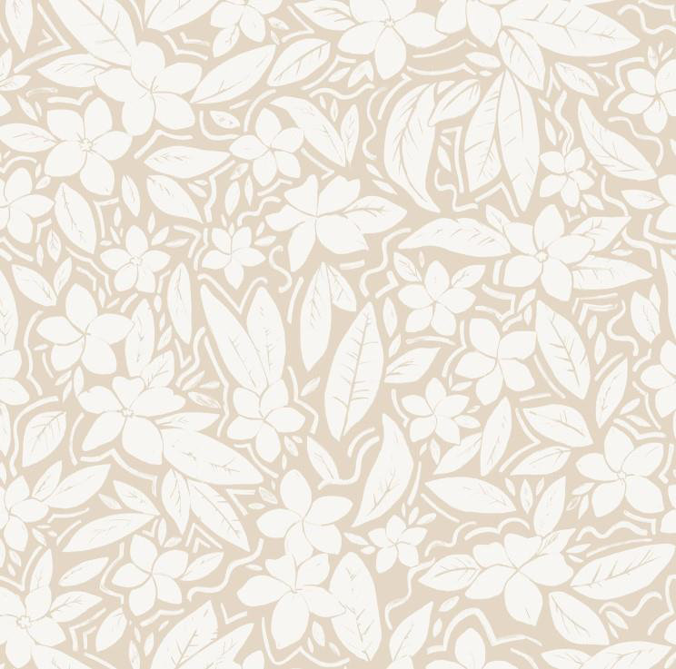 Indoor / Outdoor Floral Square Cushion, Beige Floral