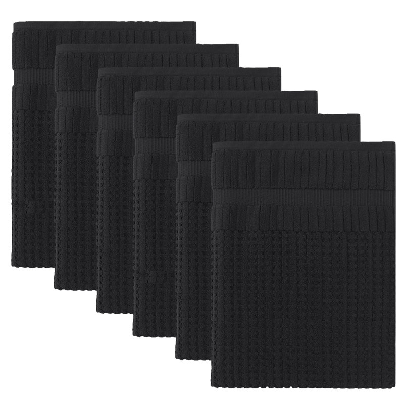 Willow 6 Pieces Towel Set – 100% Combed Cotton, Premium Quality 630 GSM, Black, Ultra-Soft & Highly Absorbent (6 Bath Towels)