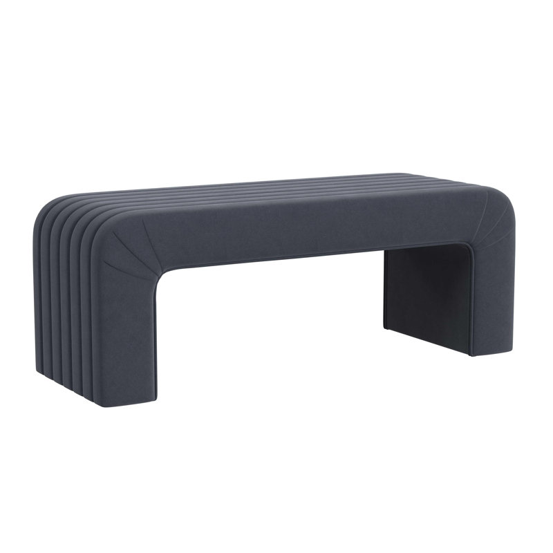 Ebern Designs Jayni Arch Channel Bench, Blue Velvet