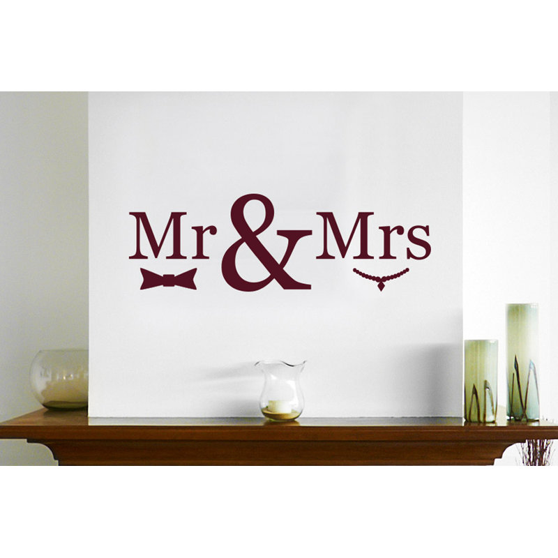 Mr Mrs Wall Sticker, Large, Burgundy
