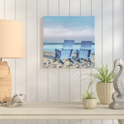 « blue beach chaises », impression sur toile