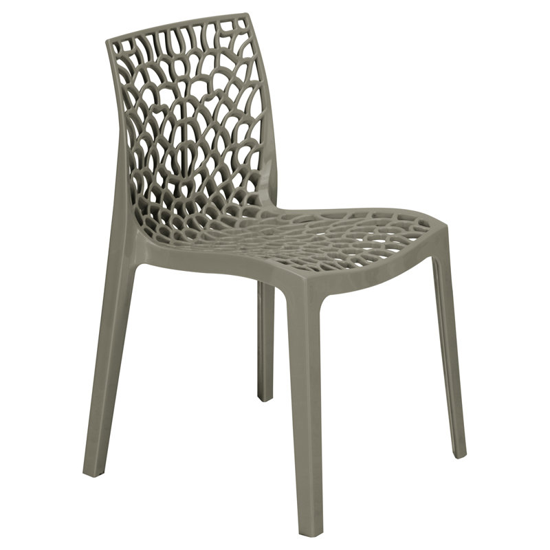 Rian Stacking Patio Dining Side Chair, Grey