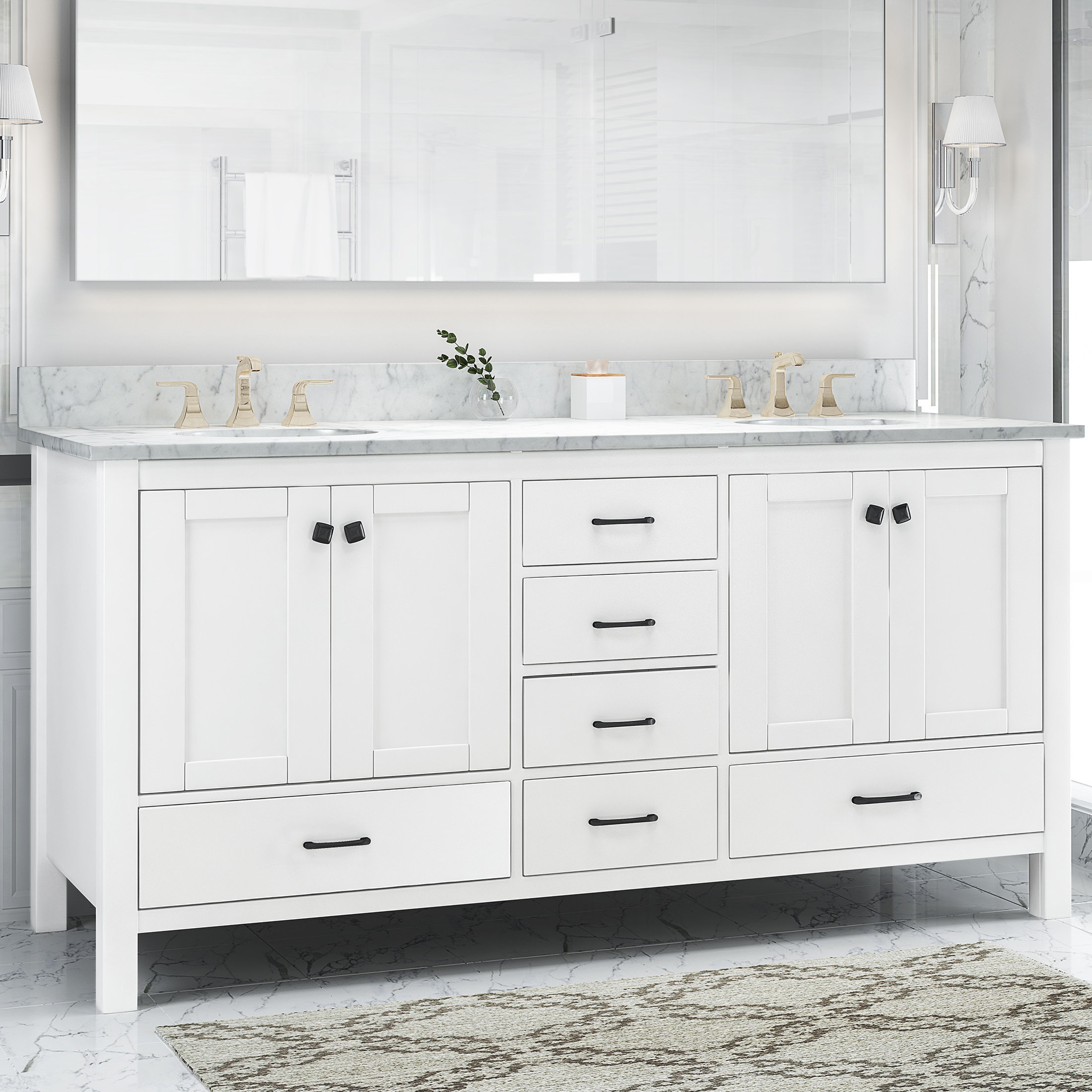 Highland Dunes Caryl 73'' Double Bathroom Vanity with Marble Top & Reviews Wayfair