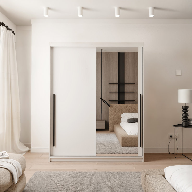Manufactured Wood Wardrobe, 205cm H x 160cm W x 60cm D, White
