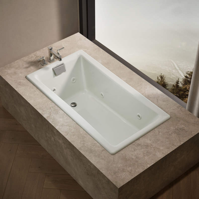 Baignoire tourbillon en fonte avec chauffe-eau 60 po x 32 po Tea-for-Two, Dune