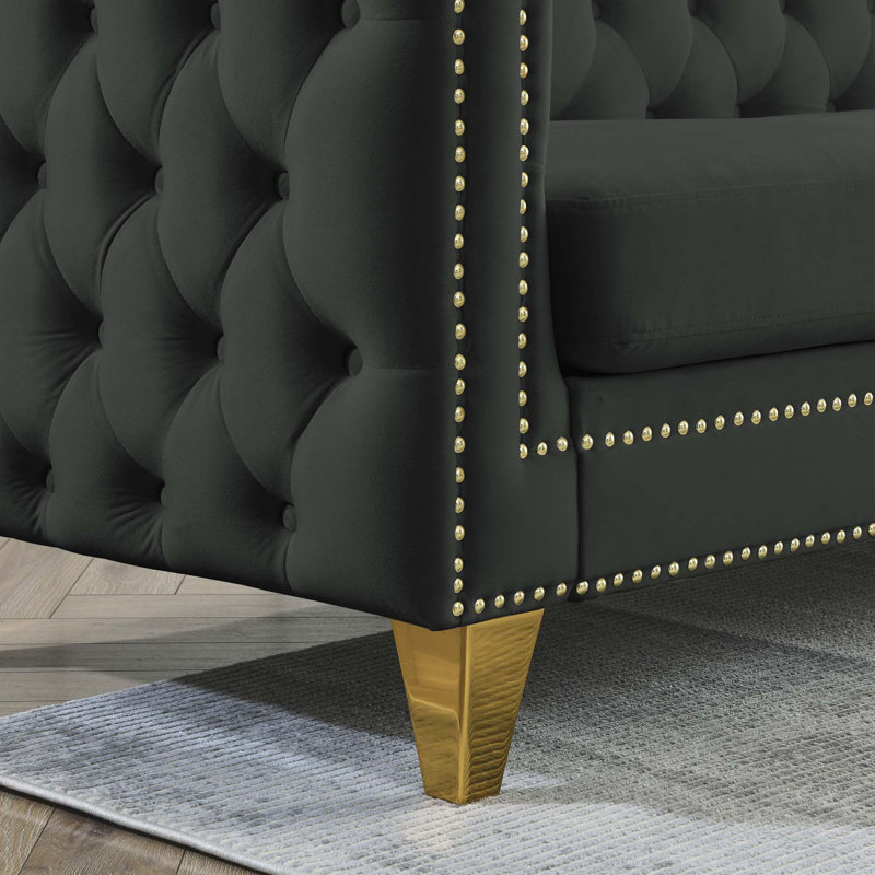 Velvet Sofa For Living Room, Black
