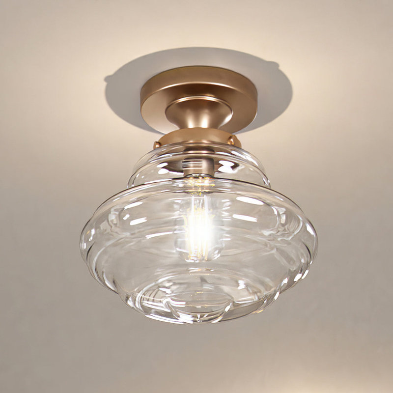 Plafonnier encastré en verre Vallauris, Laiton brossé