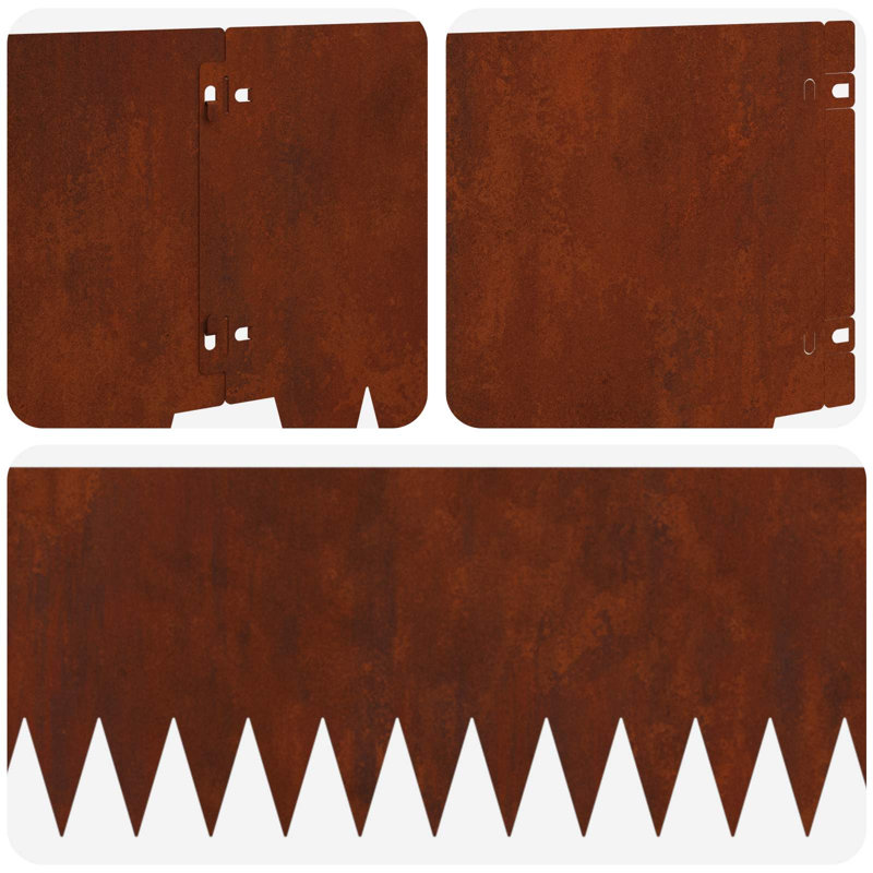 Metal Lawn Edging, 25cm H x 103cm W, Brown